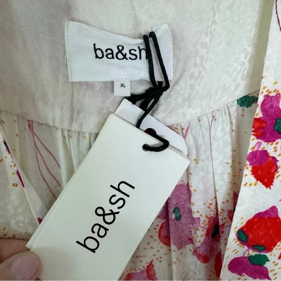 Ba&sh Floral Jacquard Tie Front Cut Out Elita Mini Dress Cream Size 10 NWT - Picture 10 of 13